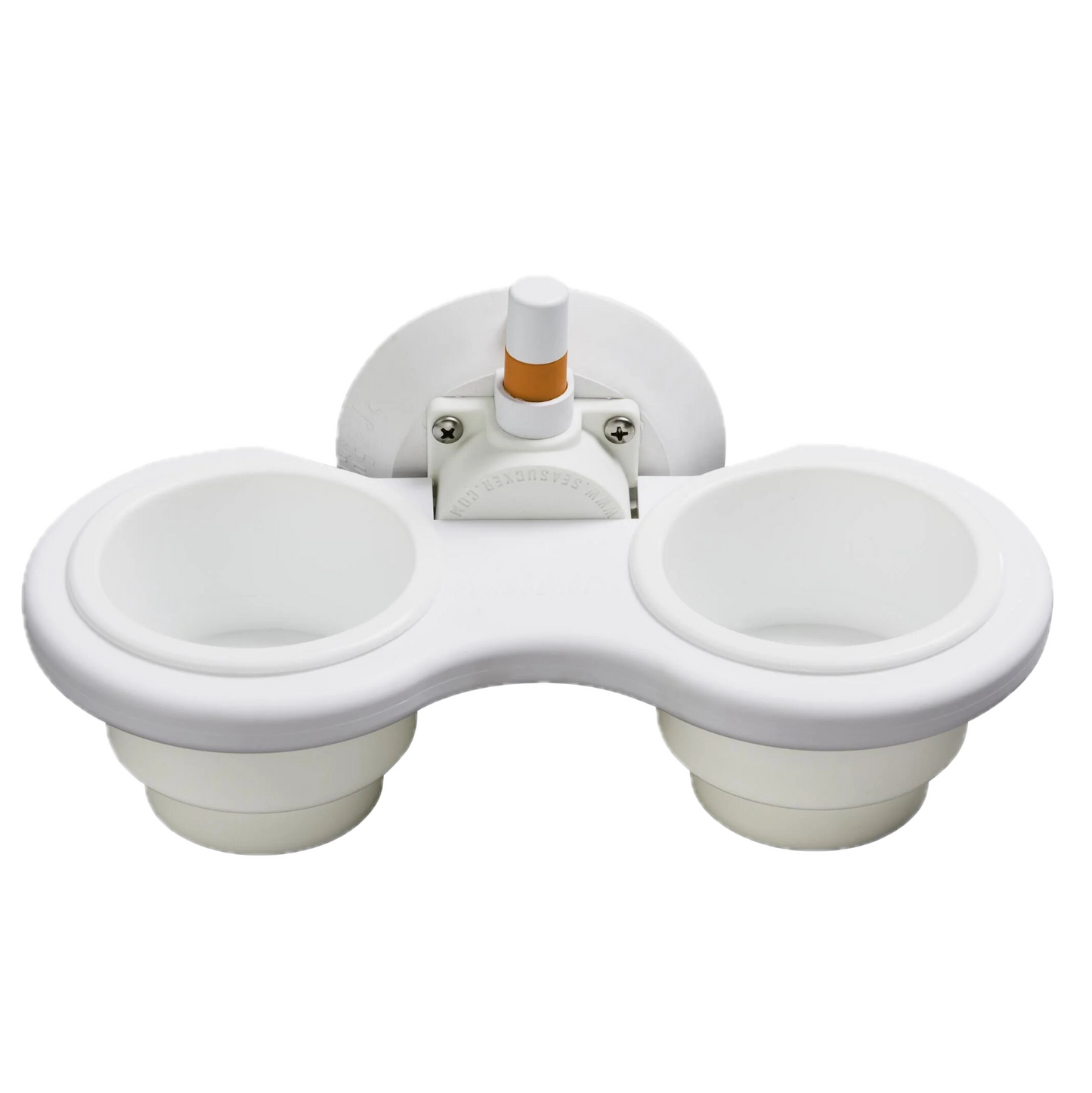 A white 2-cup Vertical Mount from SeaSucker